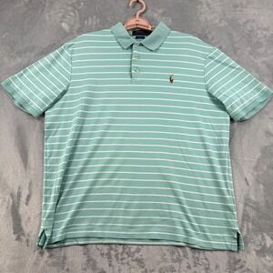 Polo Ralph Lauren Shirt Men's Large Mint Green Striped Flesh Pony Classic Fit
